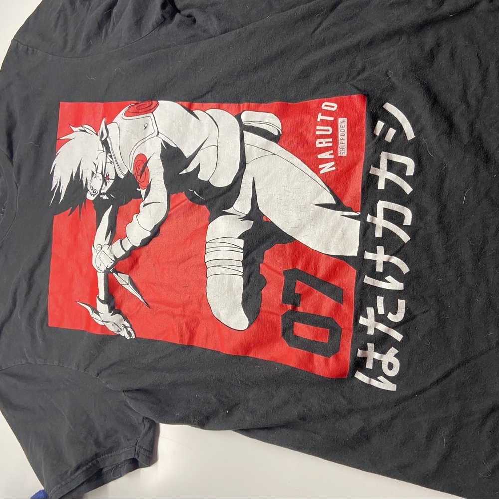 Naruto Black Graphic Tee with Red and White Design